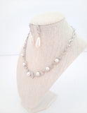 Pearl and Pave Crystal Bridal Necklace and Earring Set