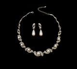 Pearl and Pave Crystal Bridal Necklace and Earring Set