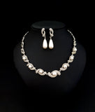 Pearl and Pave Crystal Bridal Necklace and Earring Set