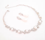 Pearl and Pave Crystal Bridal Necklace and Earring Set