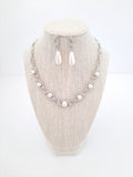 Pearl and Pave Crystal Bridal Necklace and Earring Set