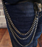 Gun Metal Layered Pocket Chain with Wolf