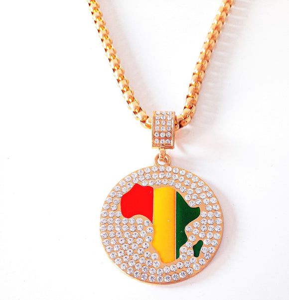 Africa Map Pendant | Gold Tone