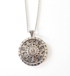 Chinese Zodiac Wheel Pendant | Stainless Steel