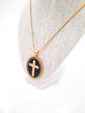 Cross Pendant | Black + Gold