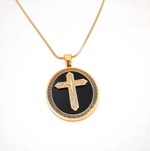 Cross Pendant | Black + Gold