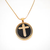 Cross Pendant | Black + Gold