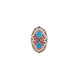 Turkish Ring With Red + Turquoise Gemstones