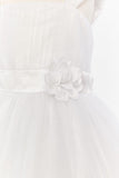 Dress with Gathered Tulle Bodice and Multi-Layer Tulle Skirt