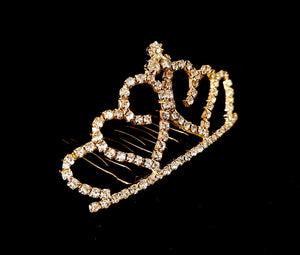 Girls Rhinestone Tiara Comb | Gold