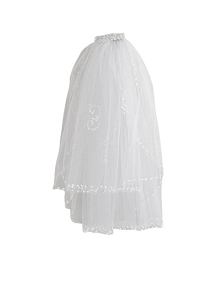 First Communion Veil with Beaded Trim