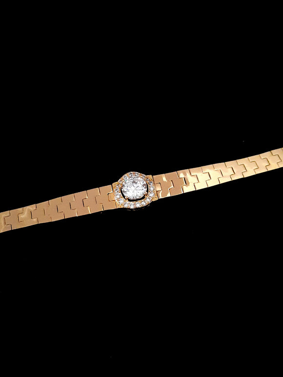 Watchband Bracelet with Clear Center Crystal