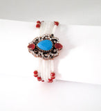 Turkish Bracelet with White Beads and Gemstones