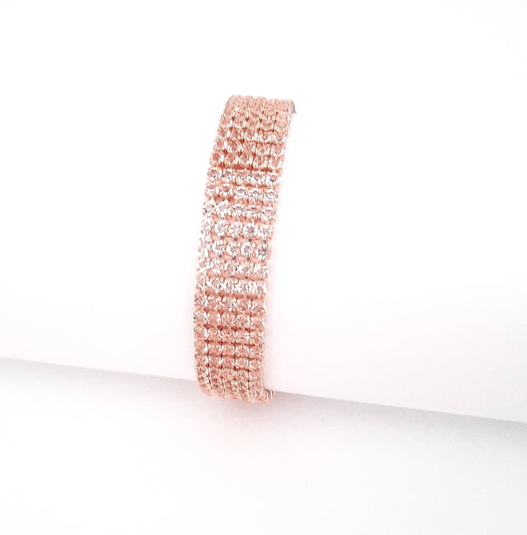 Rose Gold Rhinestone Bracelet | Five Row