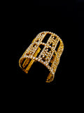 Large Rhinestone Bangle | Gold Tone