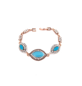 Turkish Bracelet with Rhinestone and Turquoise Stones