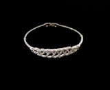 Womens Stainless Steel Bracelet with Crystal Criss-Cross Detail