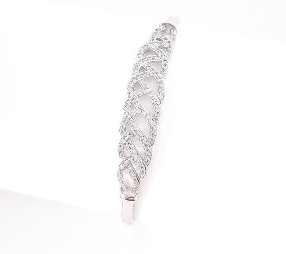 Womens Stainless Steel Bracelet with Crystal Criss-Cross Detail