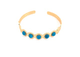 Womens Coin Bangle with Turquoise Stones | Gold Plated