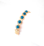 Womens Coin Bangle with Turquoise Stones | Gold Plated