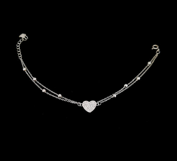 Womens 925 Silver Bracelet with Heart