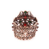 Turkish Bangle Bracelet with Red + Green Stones